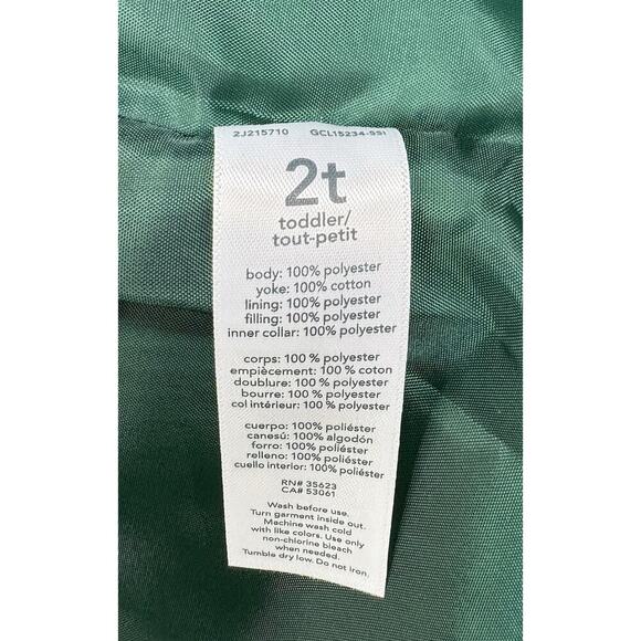 Carter’s Toddler Puffer Vest Size 2T Green Blue Corduroy Collar Sherpa - Picture 7 of 9